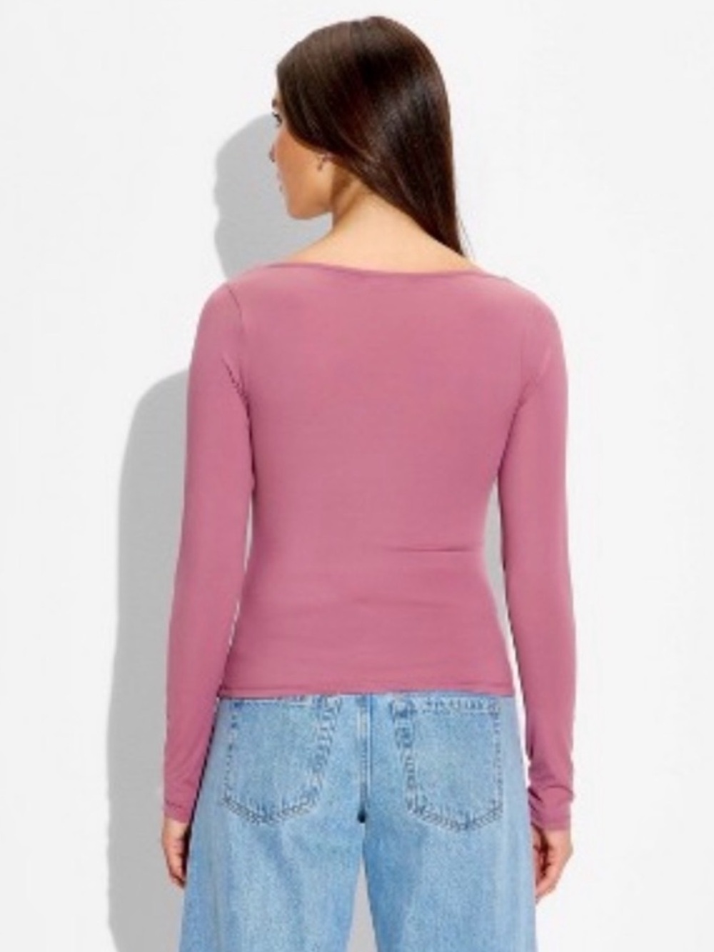wild fable Dusty Mauve V-Neck Long Sleeve Top - Picture 2 of 6